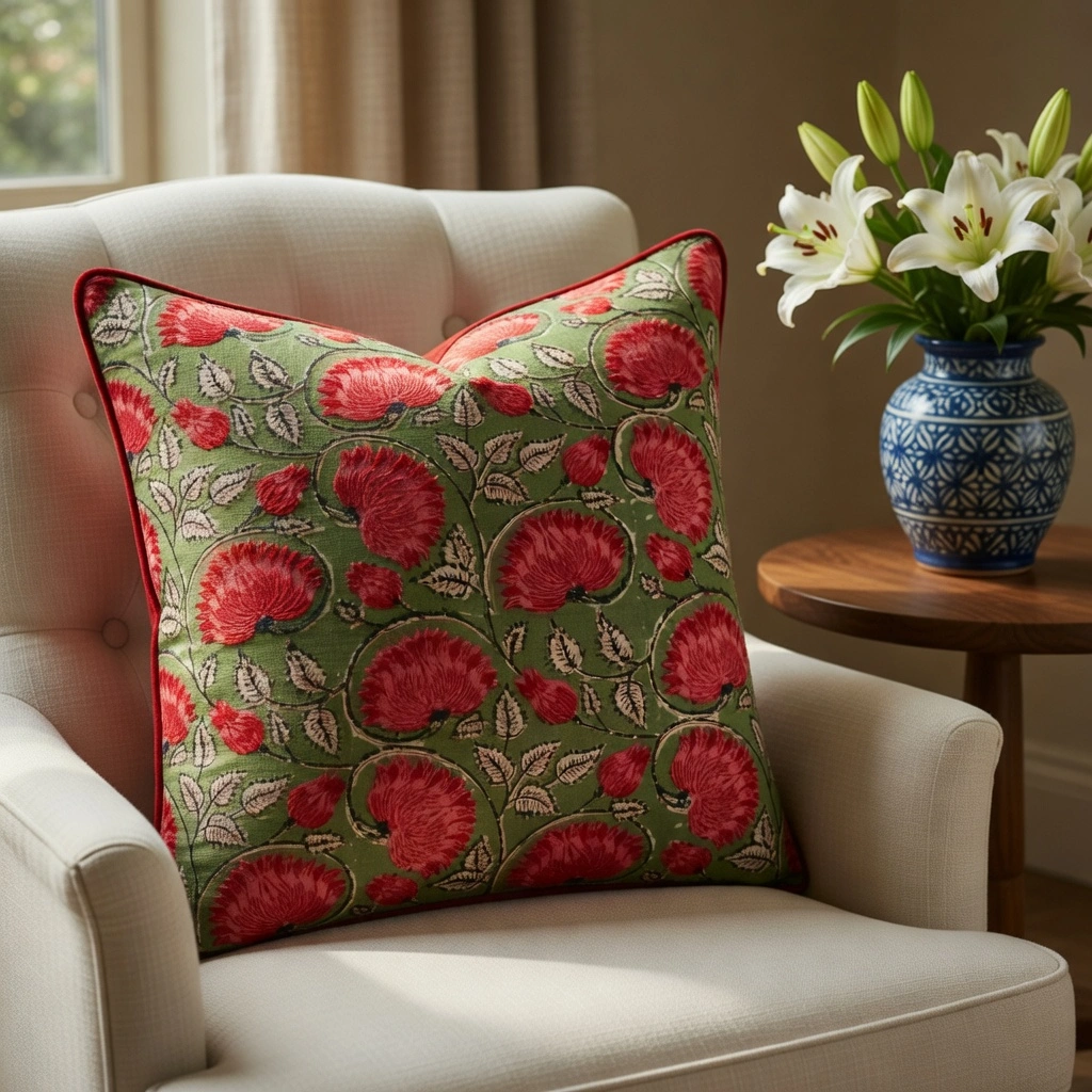 Piping Cushion Cover 50x50 cms  Kamal Gulabi Gud 206591