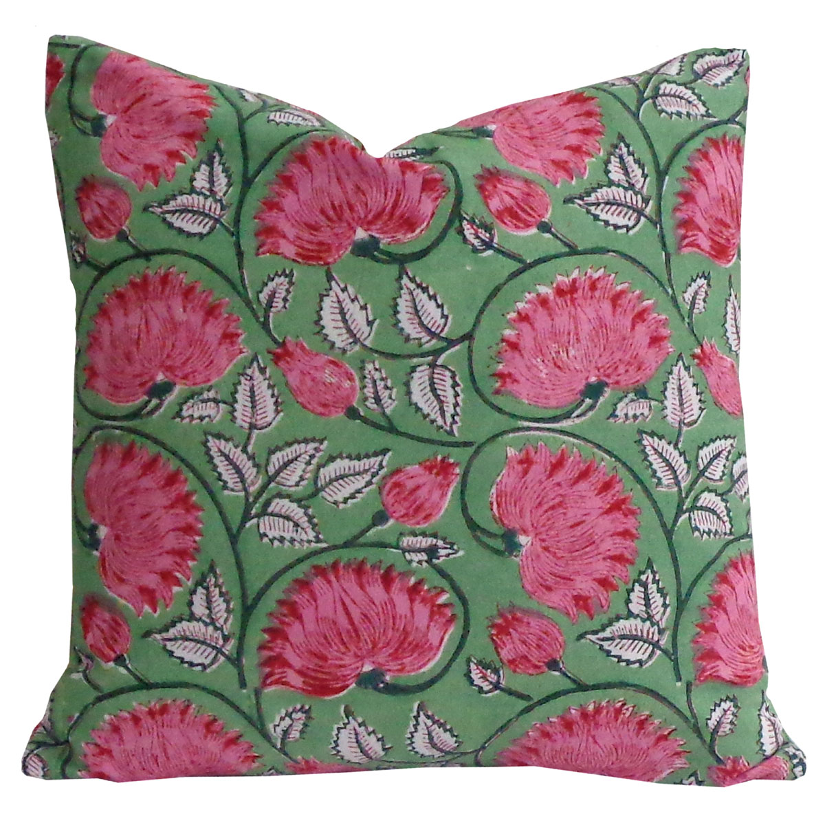 Hand Block Printed Cotton Cushion Cover 40x40 cms Kamal Gulabi Gud 206591