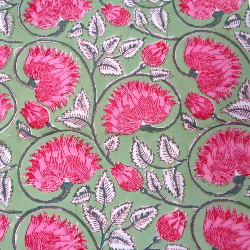 Hand Block Printed Cotton Napkin 45x45 cms Set of 4 Napkins Kamal Gulabi Gud 206591