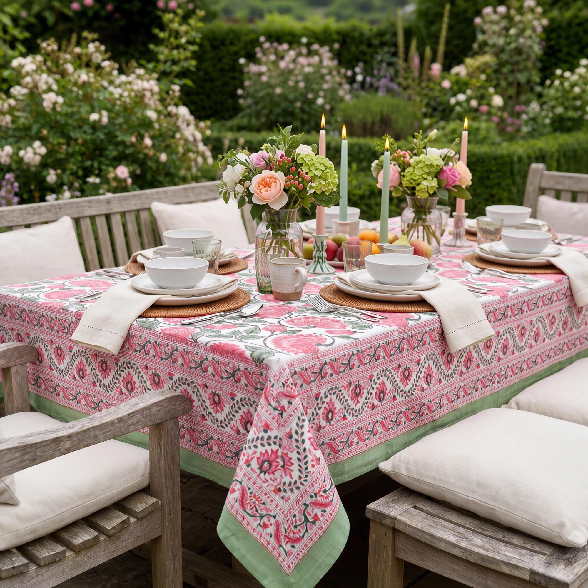 10 Seater  Tablecloth 180x270 cms  Kamal Gulabi Open 103739