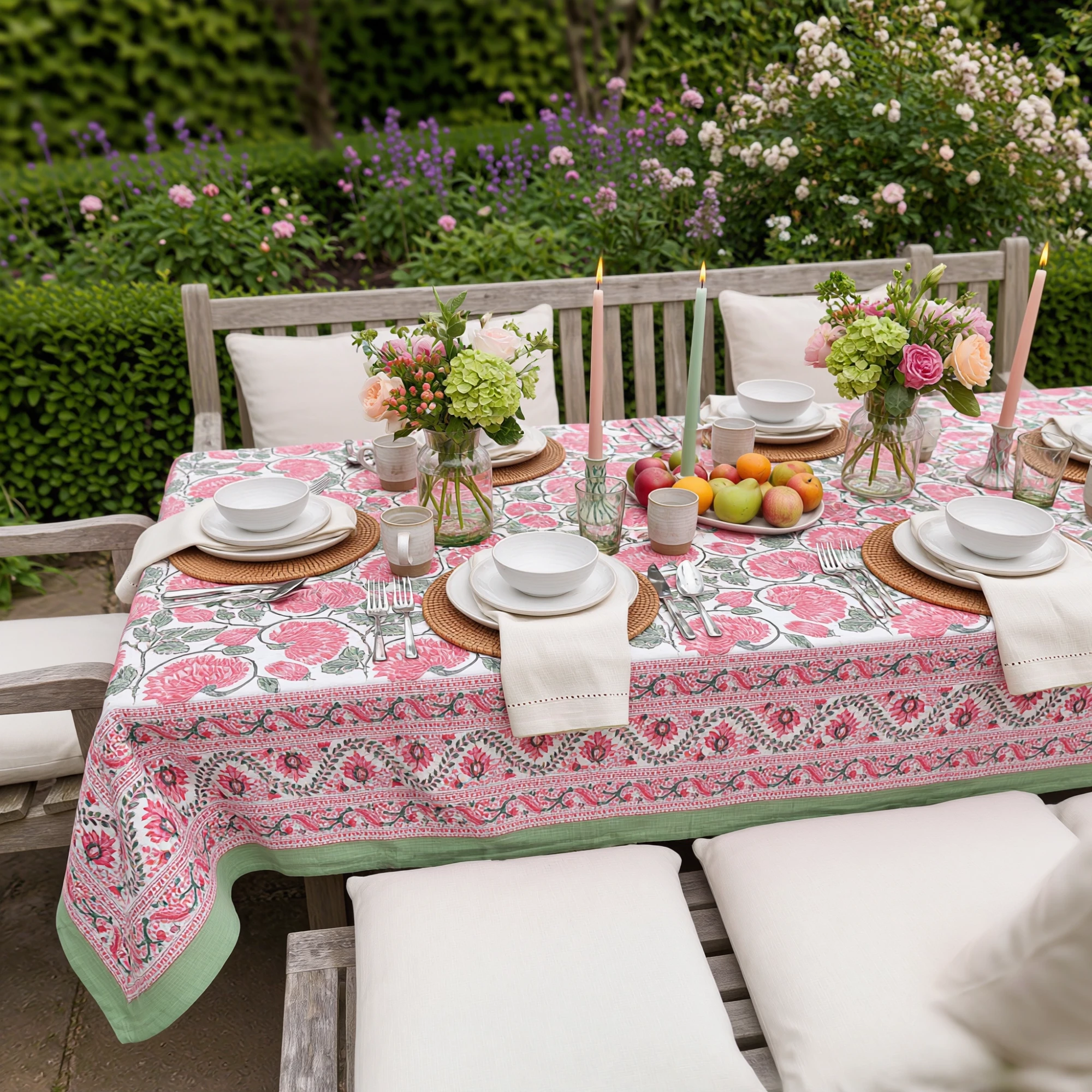 10 Seater Tablecloth 180x270 cms Kamal Gulabi Open 103739