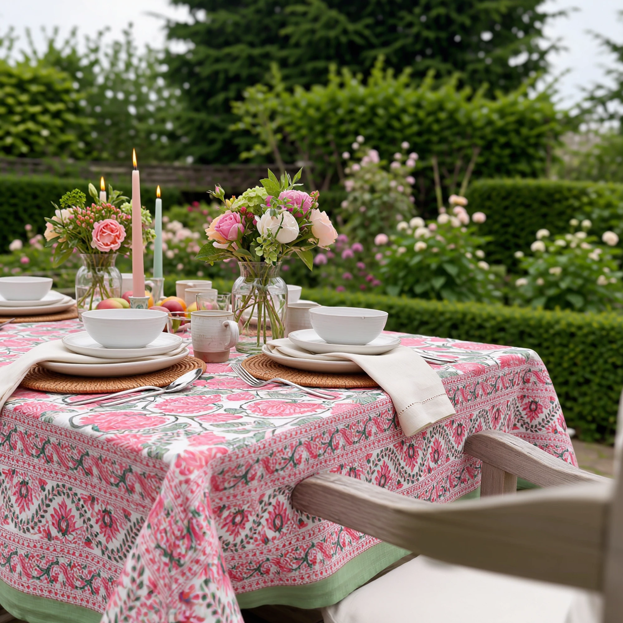 10 Seater  Tablecloth 180x270 cms  Kamal Gulabi Open 103739