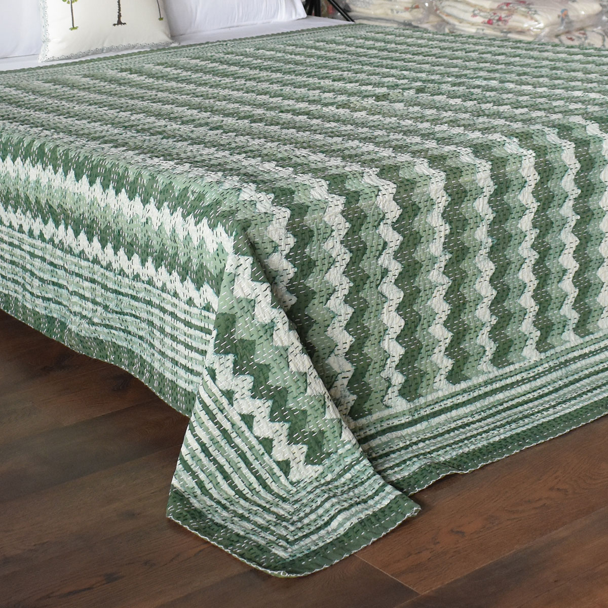 Hand Block Printed Cotton Kantha Queen Size  202544