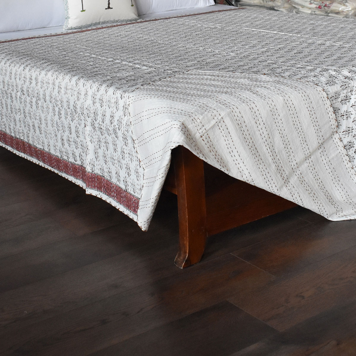 Hand Block Printed Cotton Sanganer Kantha Queen Size 103102