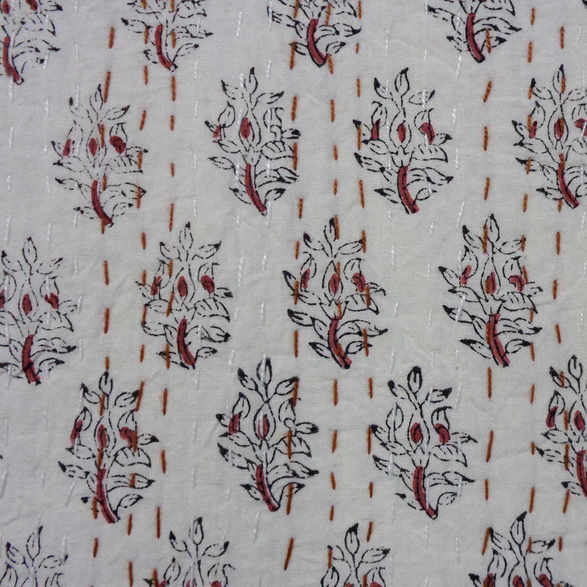 Hand Block Printed Cotton Sanganer Kantha Queen Size  103102