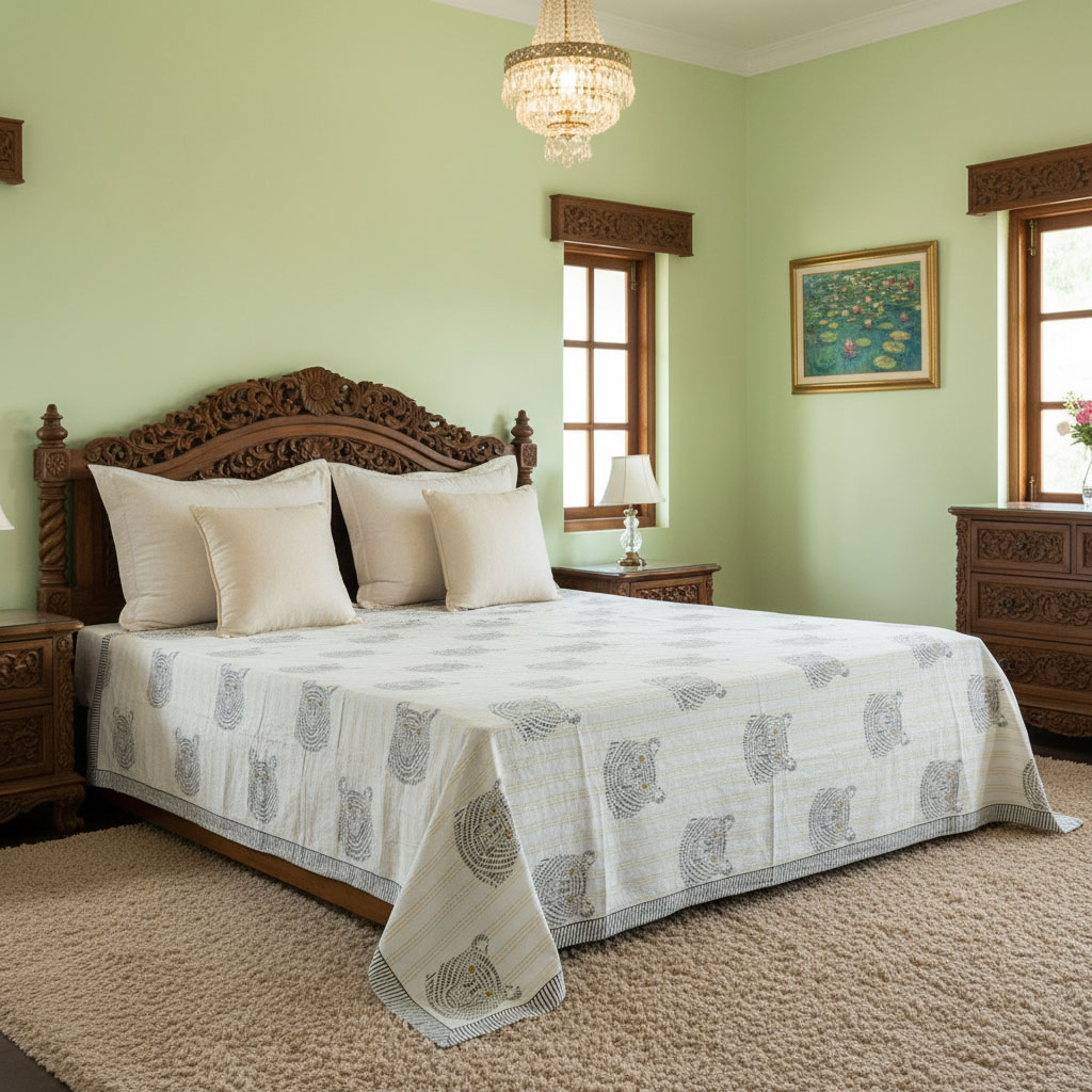 Hand Block Printed Cotton Kantha Queen Size  106385