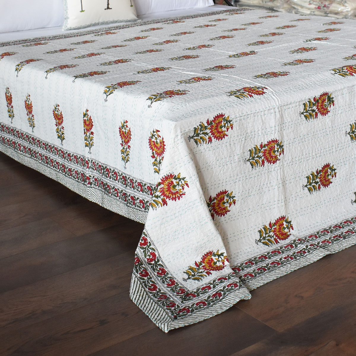 Hand Block Printed Cotton Kantha Queen Size  202537