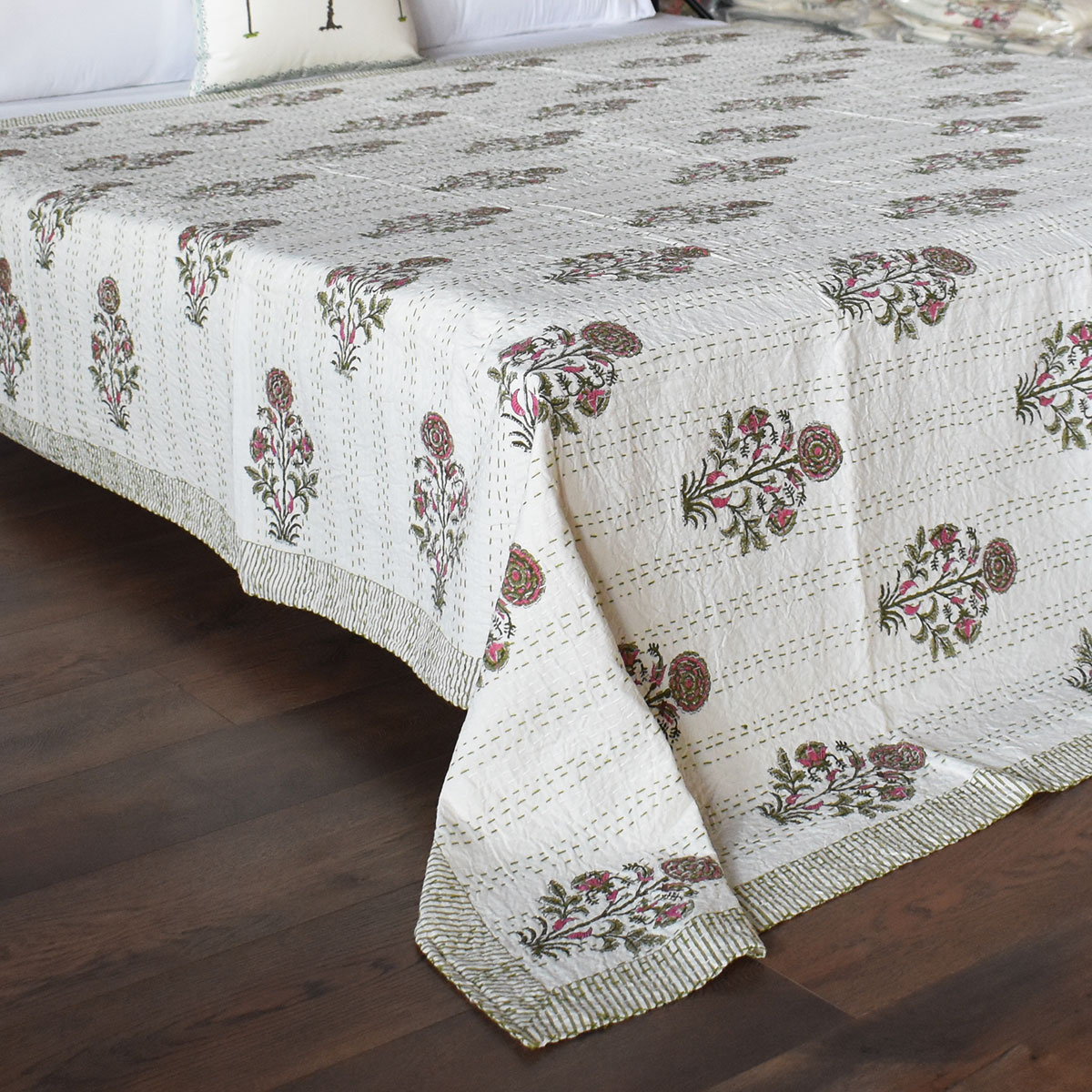 Hand Block Printed Cotton Kantha Queen Size 202538