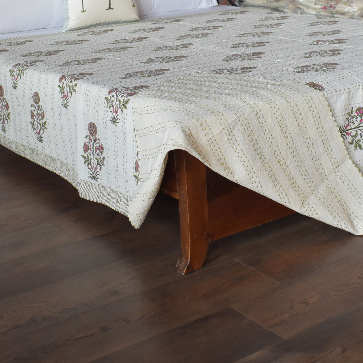 Hand Block Printed Cotton Kantha Queen Size  202538