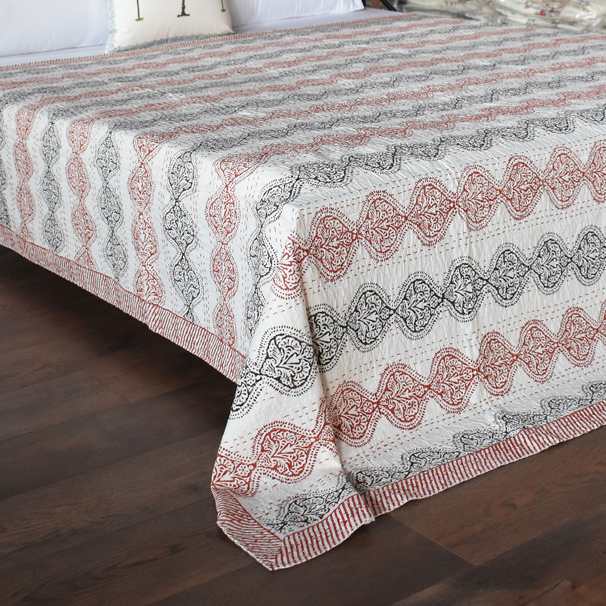 Hand Block Printed Cotton Kantha Queen Size 202539