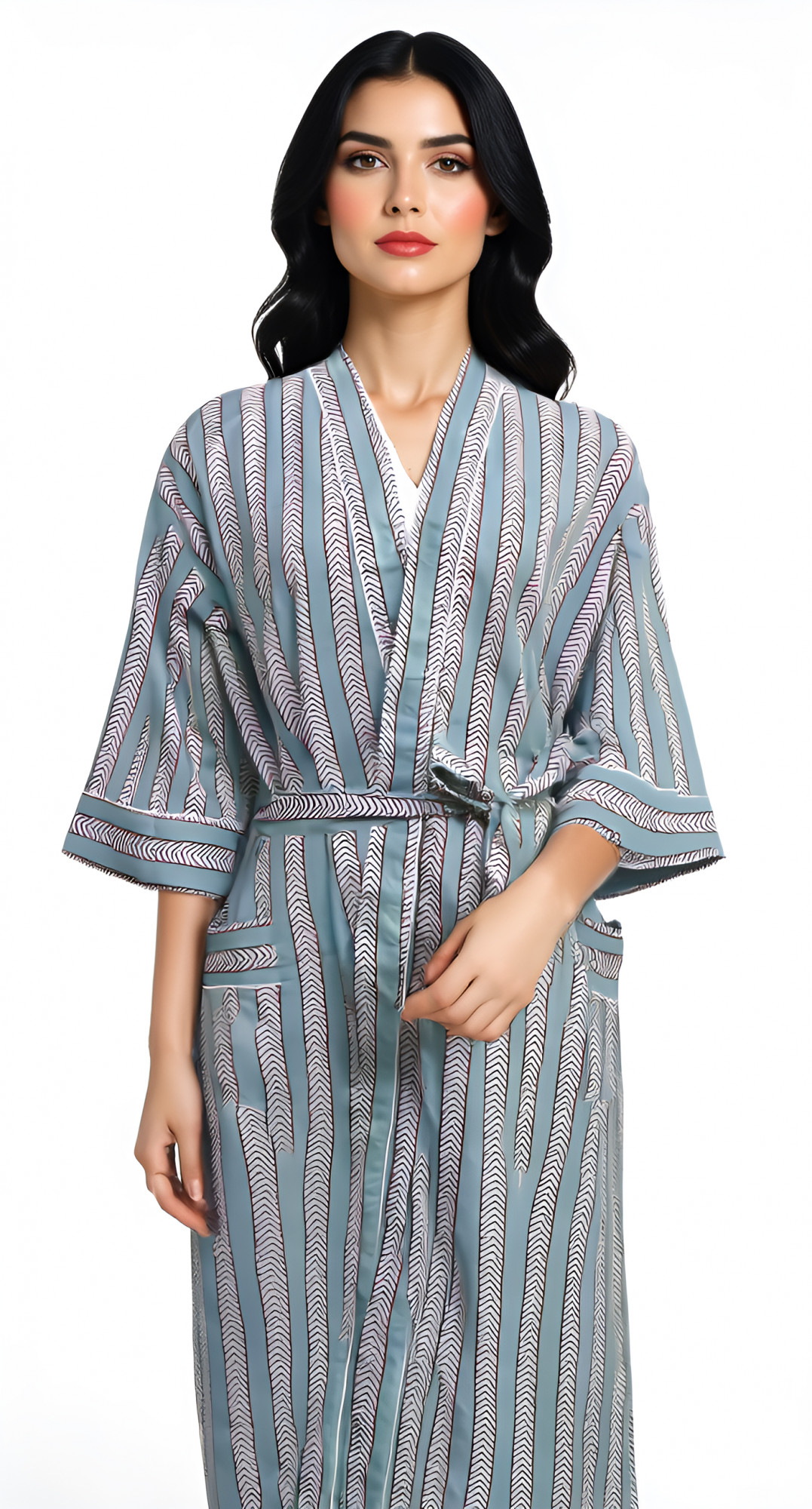 Indian Block-Printed 100 Cotton Kimono  Design 103859
