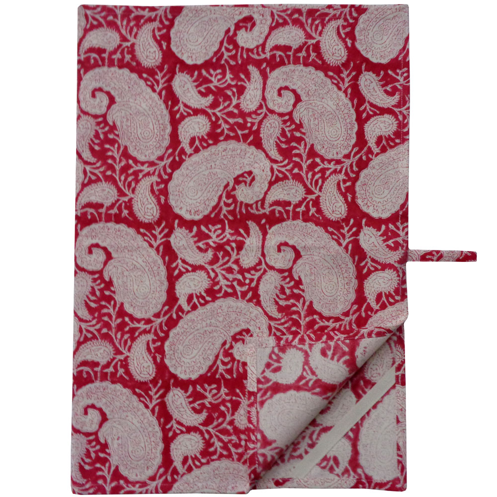 Hand Block Printed Cotton Kitchen Towels 50x70 cms Ambi Raspberry 620630