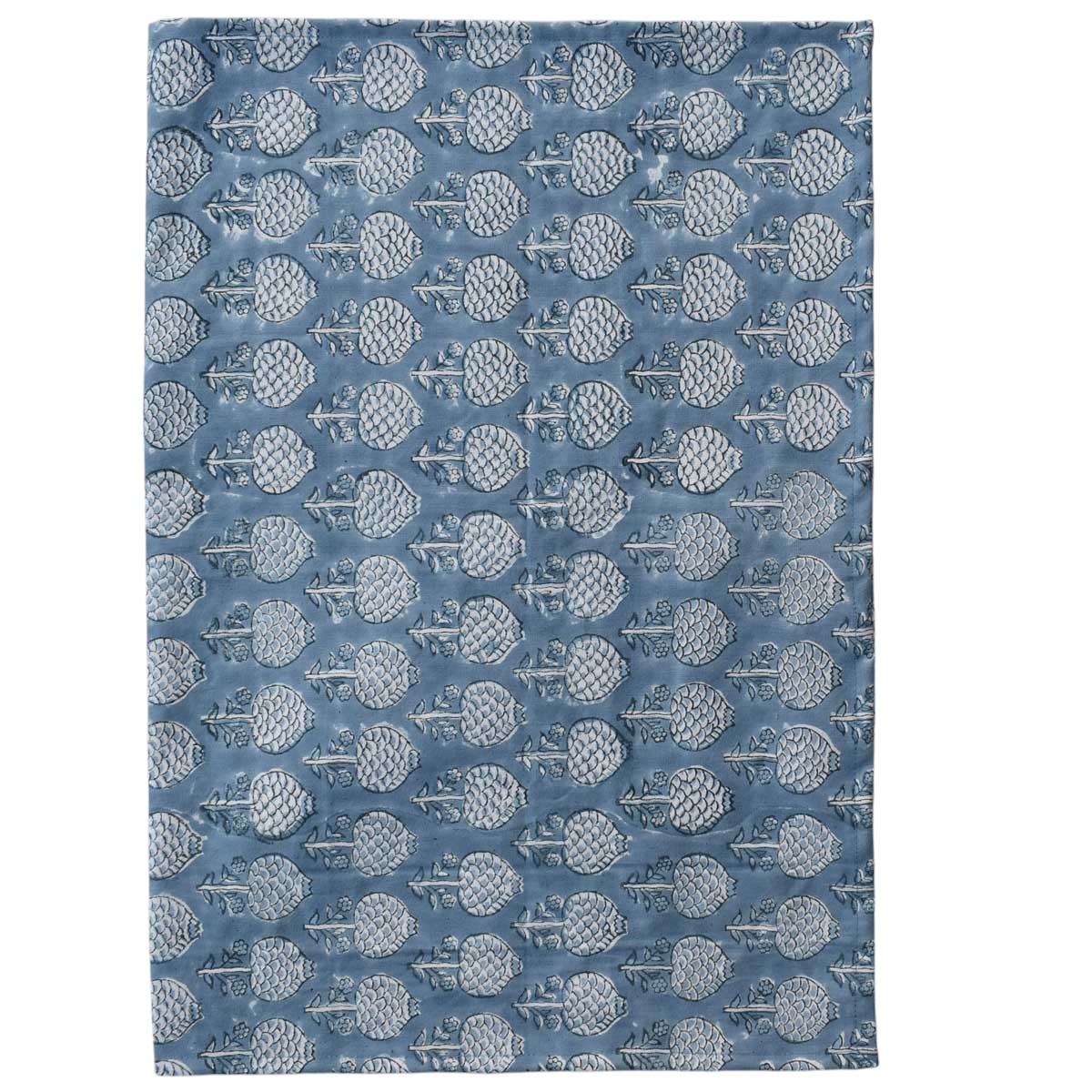 Hand Block Printed Cotton Kitchen Towels 50x70 cms Artichoke Pearl Blue 251210