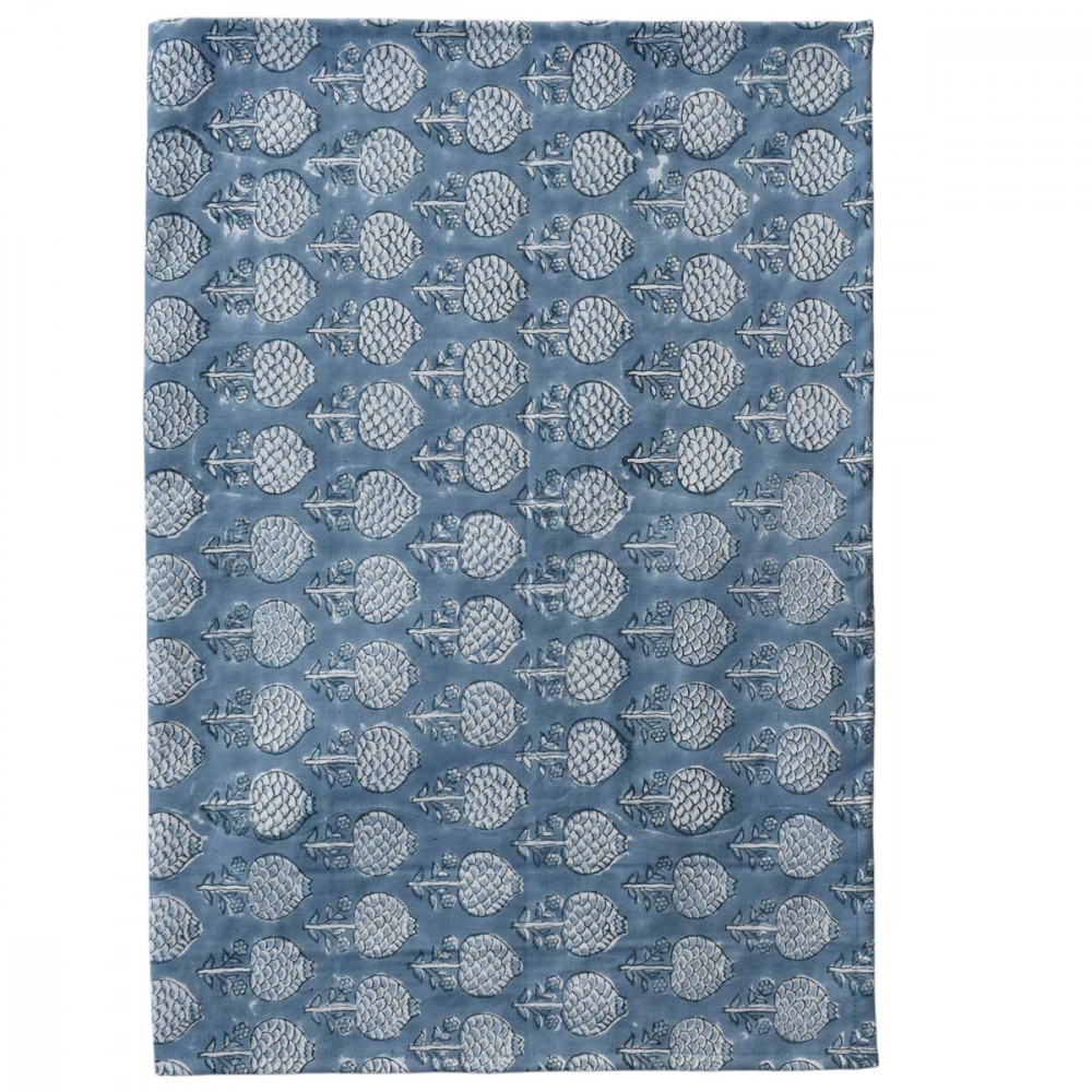 Image of Hand Block Printed Cotton Kitchen Towels 50x70 cms |  Artichoke Pearl Blue 251210