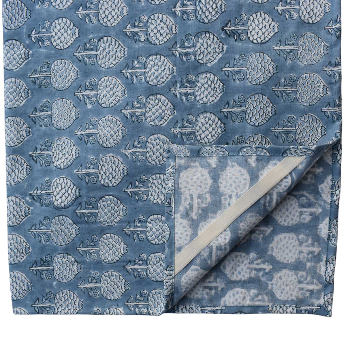 Hand Block Printed Cotton Kitchen Towels 50x70 cms Artichoke Pearl Blue 251210