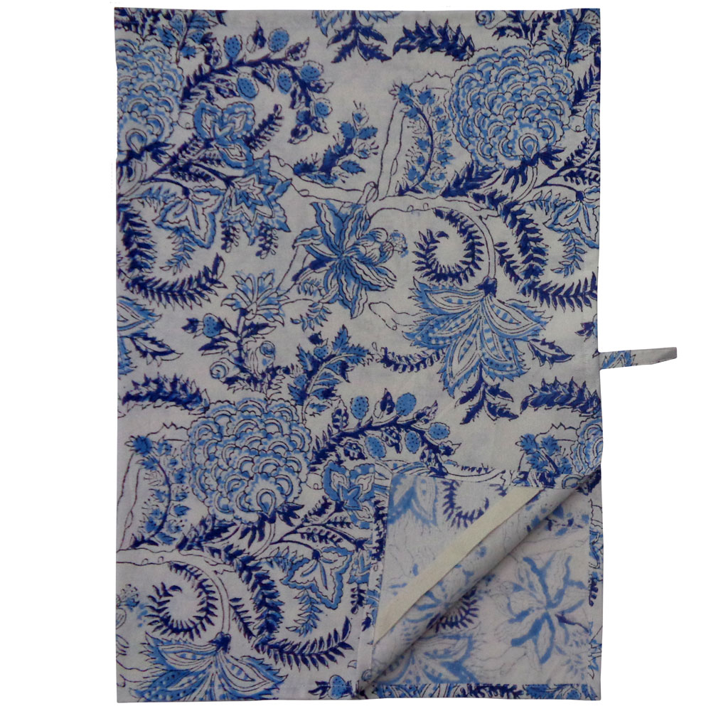 Hand Block Printed Cotton Kitchen Towels 50x70 cms  Bela Palace Blue 601088