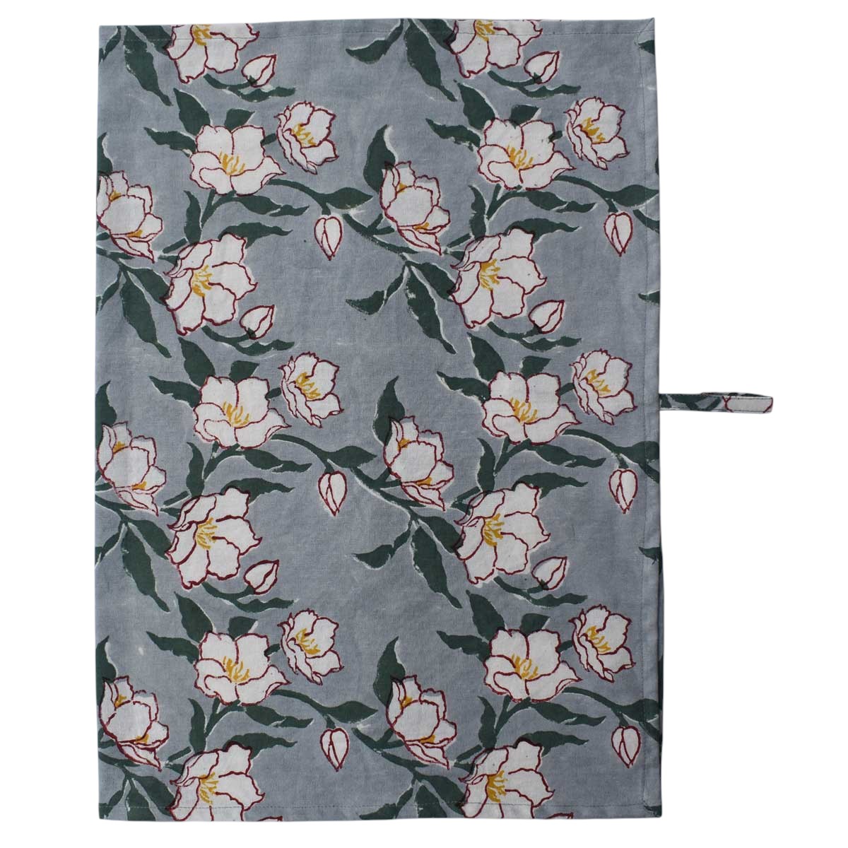 Hand Block Printed Cotton Kitchen Towels 50x70 cms   Camellia Snow Dusk 260419