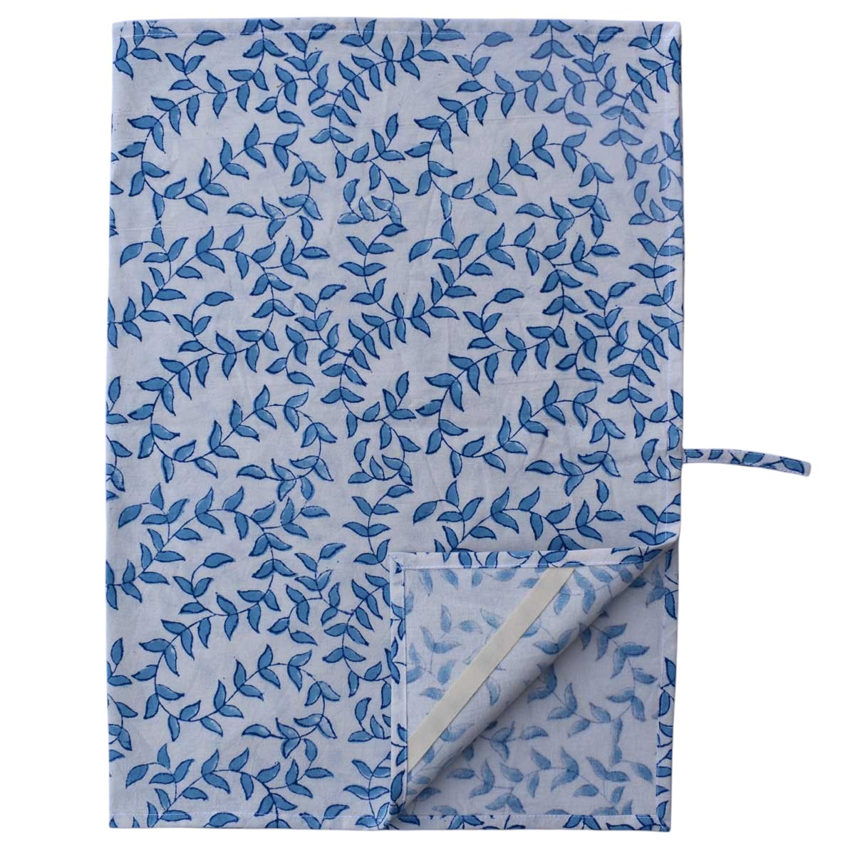 Hand Block Printed Cotton Kitchen Towels 50x70 cms Harmony Blue Open 260417