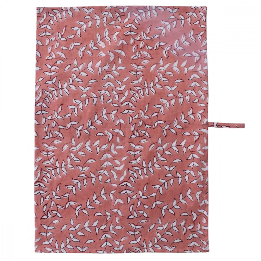 Image of Hand Block Printed Cotton Kitchen Towels 50x70 cms |  Harmony Peach Gud 260415