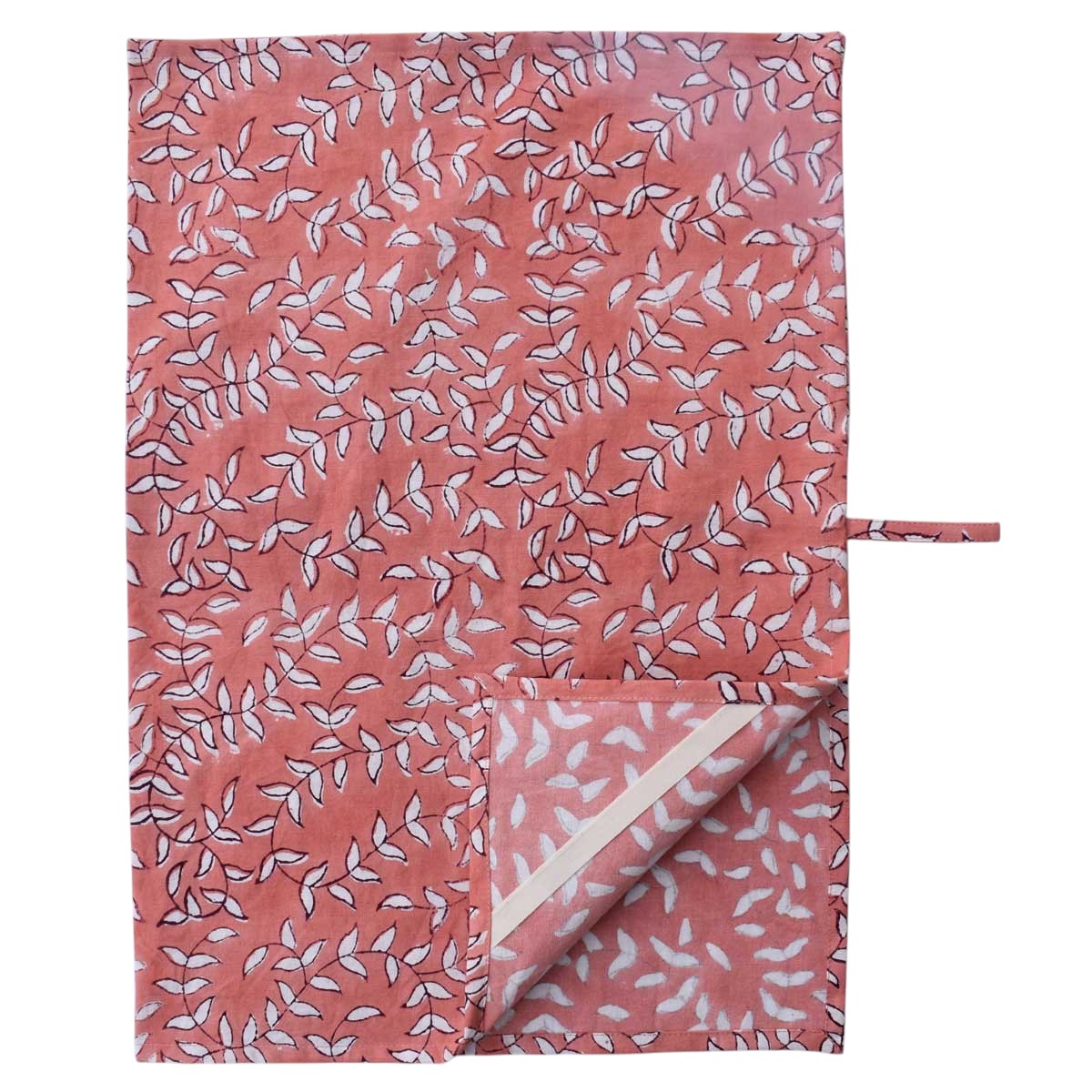 Hand Block Printed Cotton Kitchen Towels 50x70 cms Harmony Peach Fill 260415
