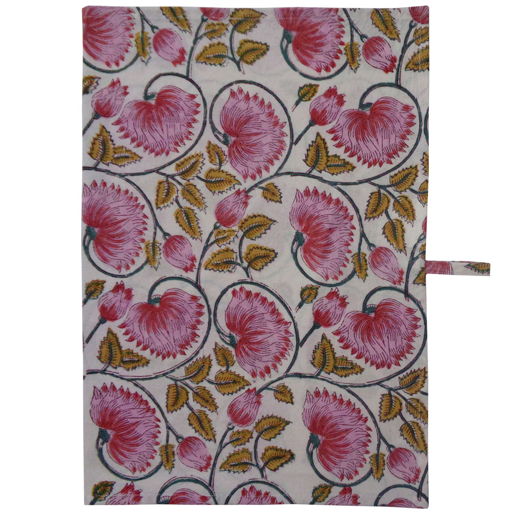 Hand Block Printed Cotton Kitchen Towels 50x70 cms Kamal Mustard Open 302003