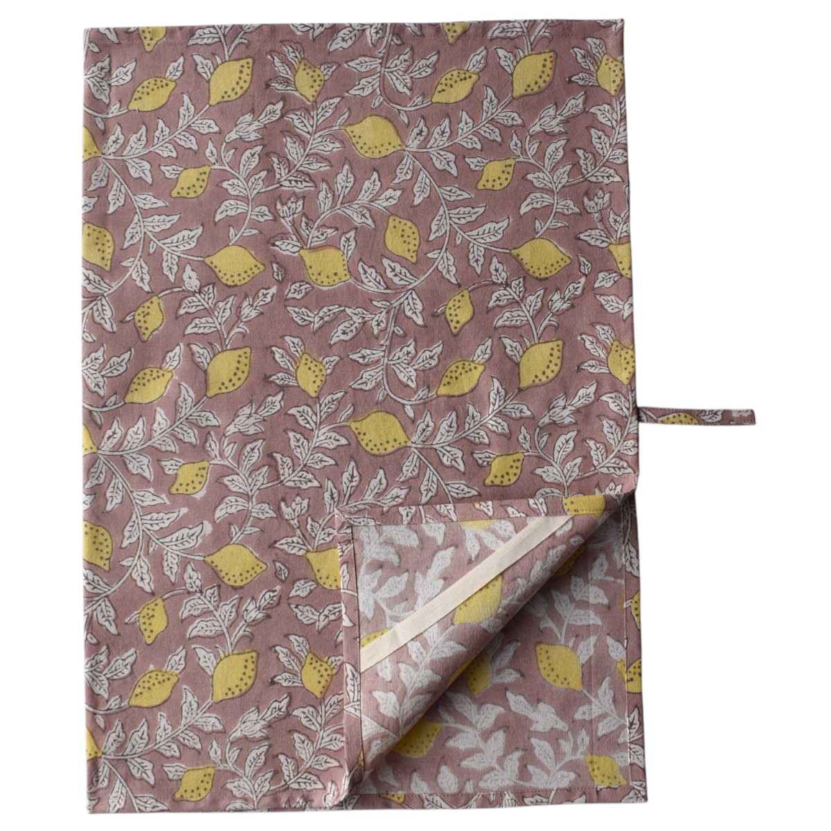 Hand Block Printed Cotton Kitchen Towels 50x70 cms   Lemon Earth 202404