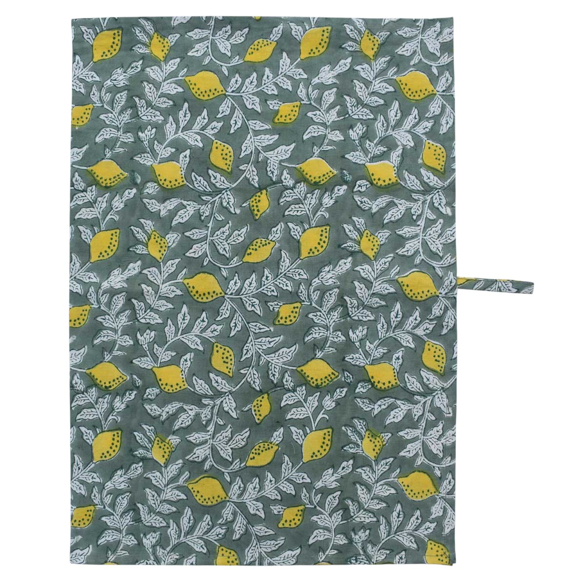 Hand Block Printed Cotton Kitchen Towels 50x70 cms Lemon Green 202405