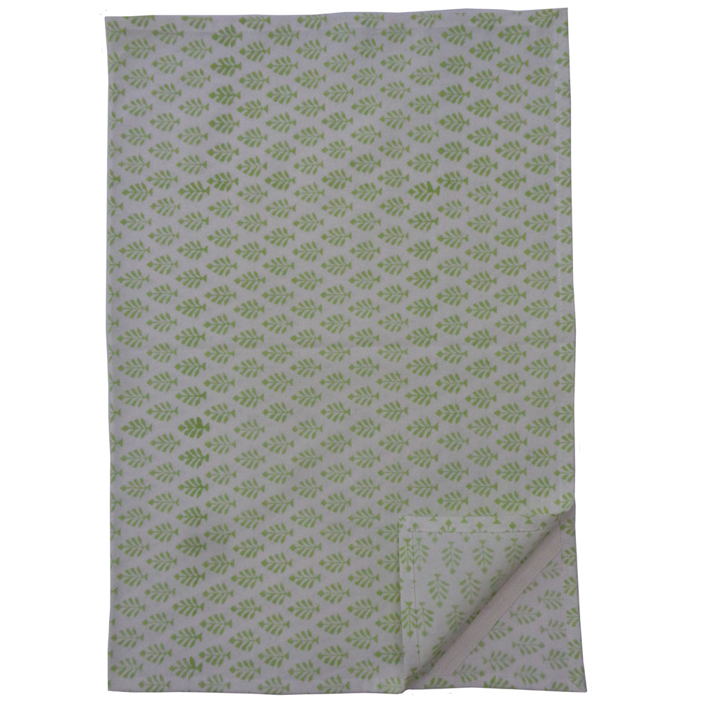 Hand Block Printed Cotton Kitchen Towels 50x70 cms Neem Celadon Green 700764