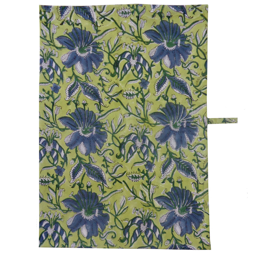 Hand Block Printed Cotton Kitchen Towels 50x70 cms Olive Flower Gud 602183