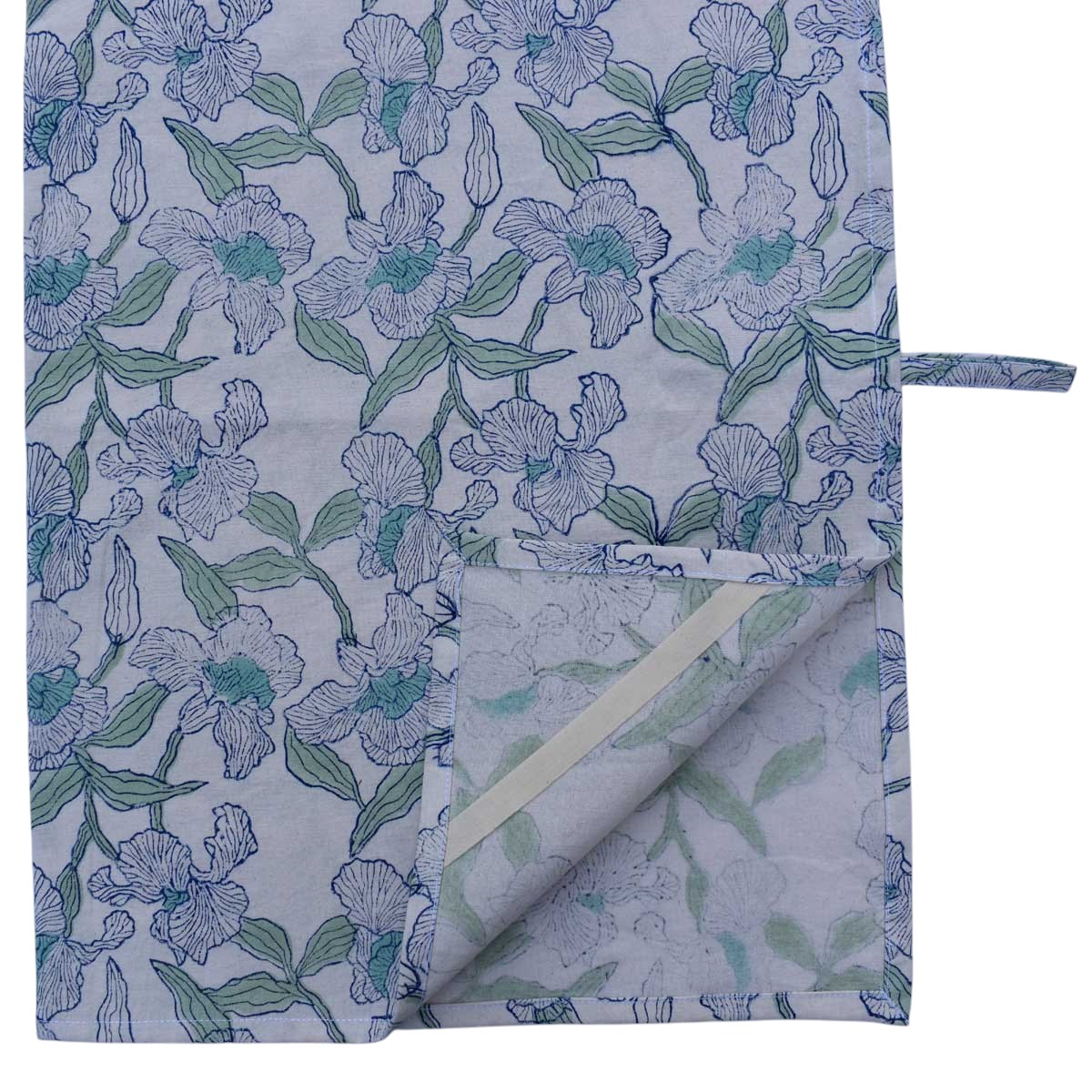 Hand Block Printed Cotton Kitchen Towels 50x70 cms Orchid Aqua Open 203894