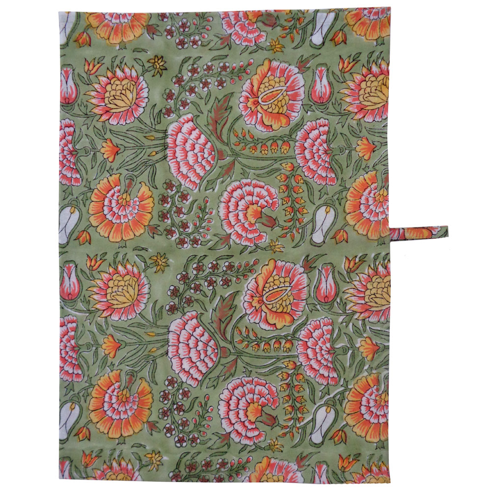 Hand Block Printed Cotton Kitchen Towels 50x70 cms Reshma Sea Green Gud 203224