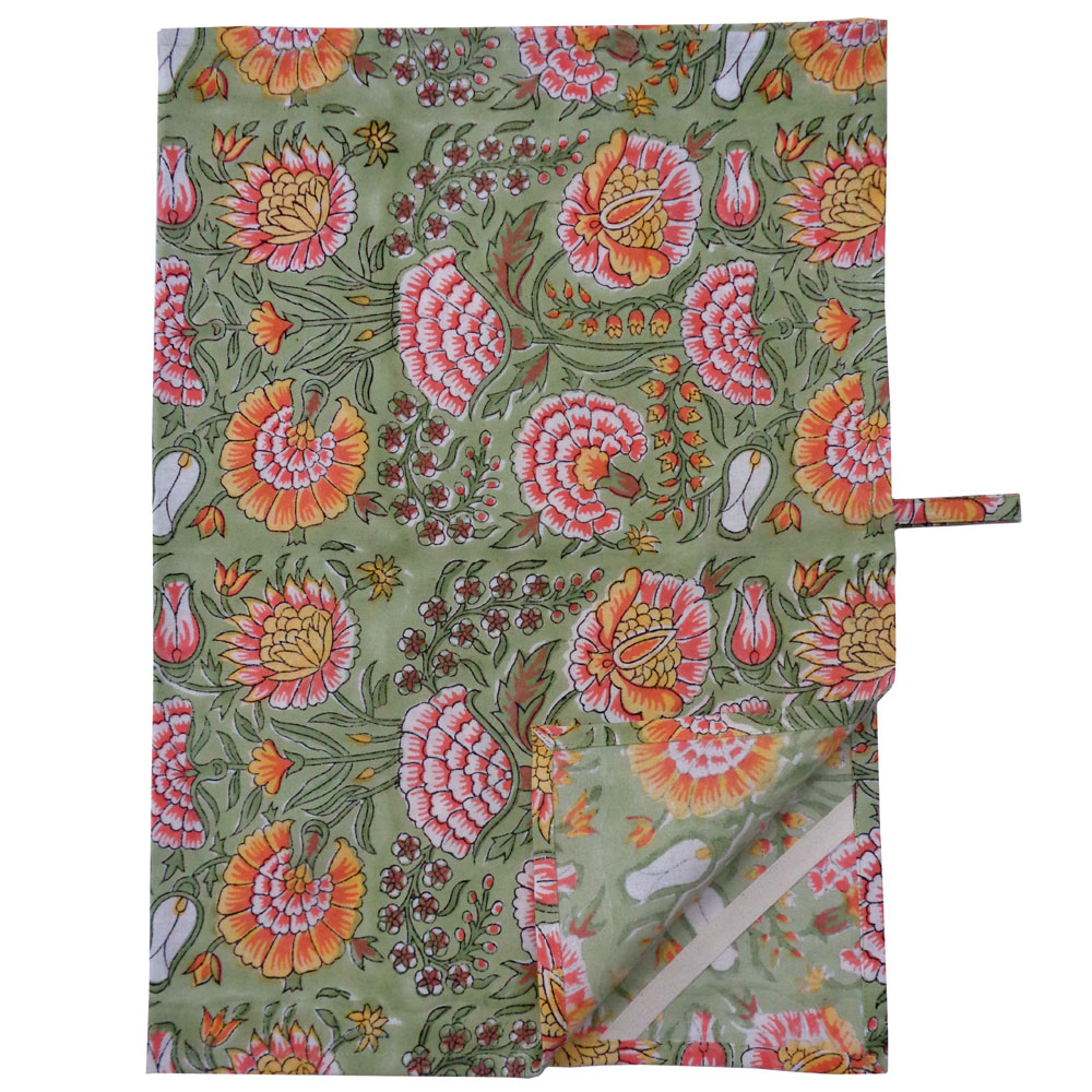 Hand Block Printed Cotton Kitchen Towels 50x70 cms Reshma Sea Green Gud 203224