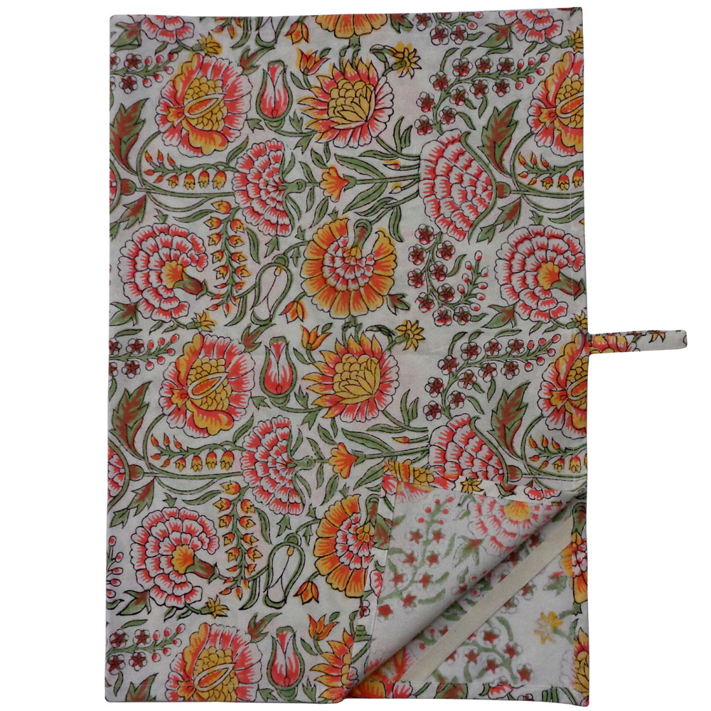 Hand Block Printed Cotton Kitchen Towels 50x70 cms Reshma Sea Green Open 203253