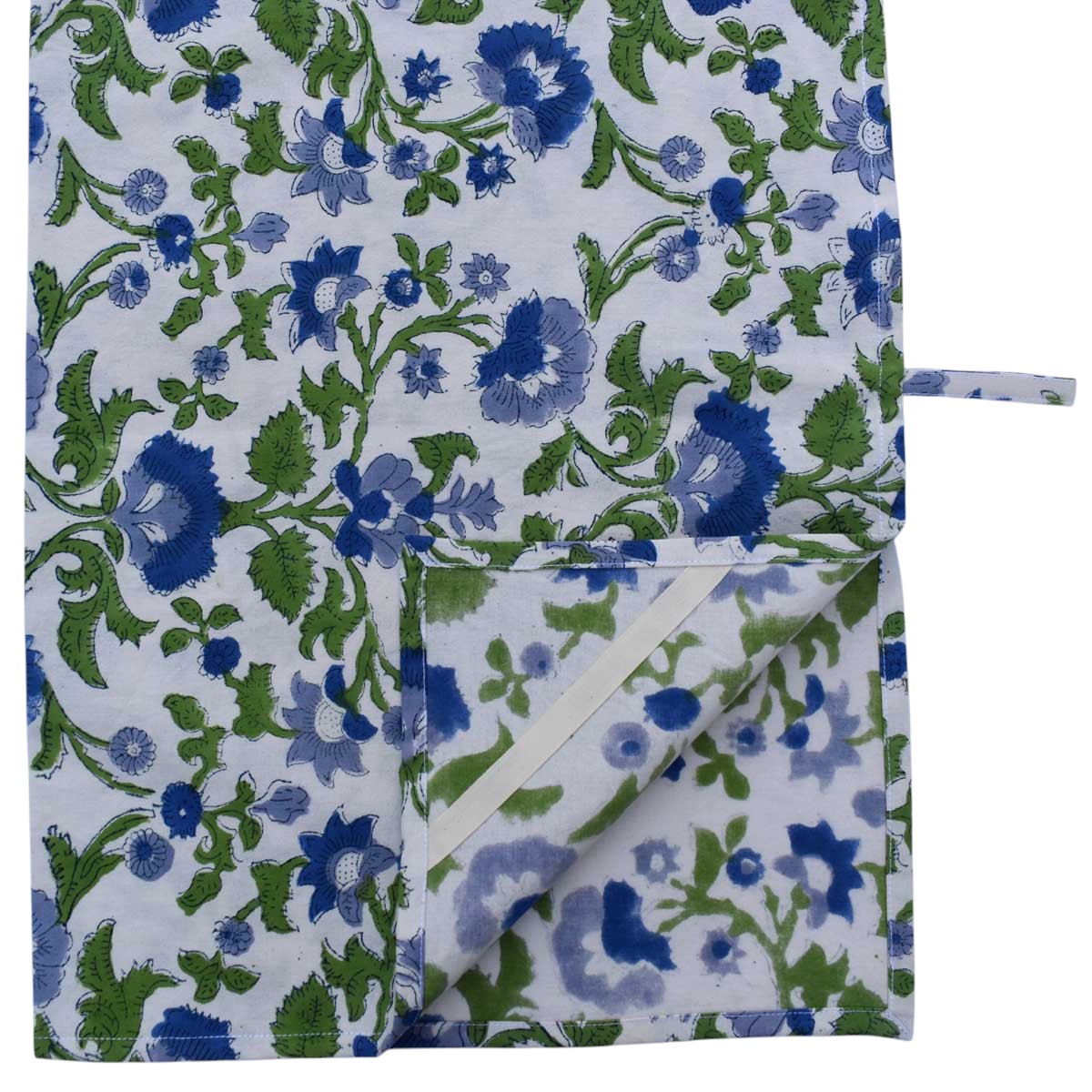 Hand Block Printed Cotton Kitchen Towels 50x70 cms Rukhsana Blue Open 103619