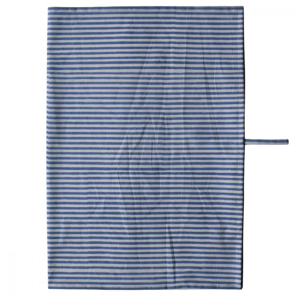 Image of Hand Block Printed Cotton Kitchen Towels 50x70 cms | Stripe Blue 202510