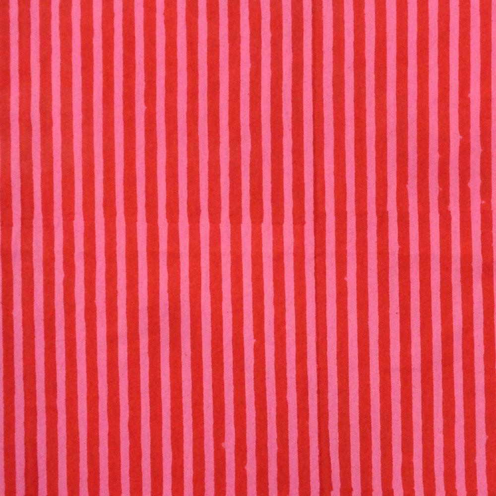 Hand Block Printed Cotton Kitchen Towels 50x70 cms Stripe Pink Red 207993