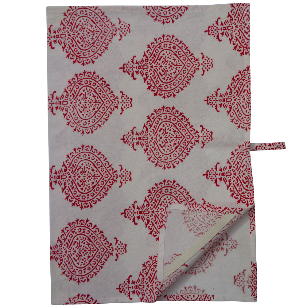 Hand Block Printed Cotton Kitchen Towels 50x70 cms Taj Patti Lolipop 502199