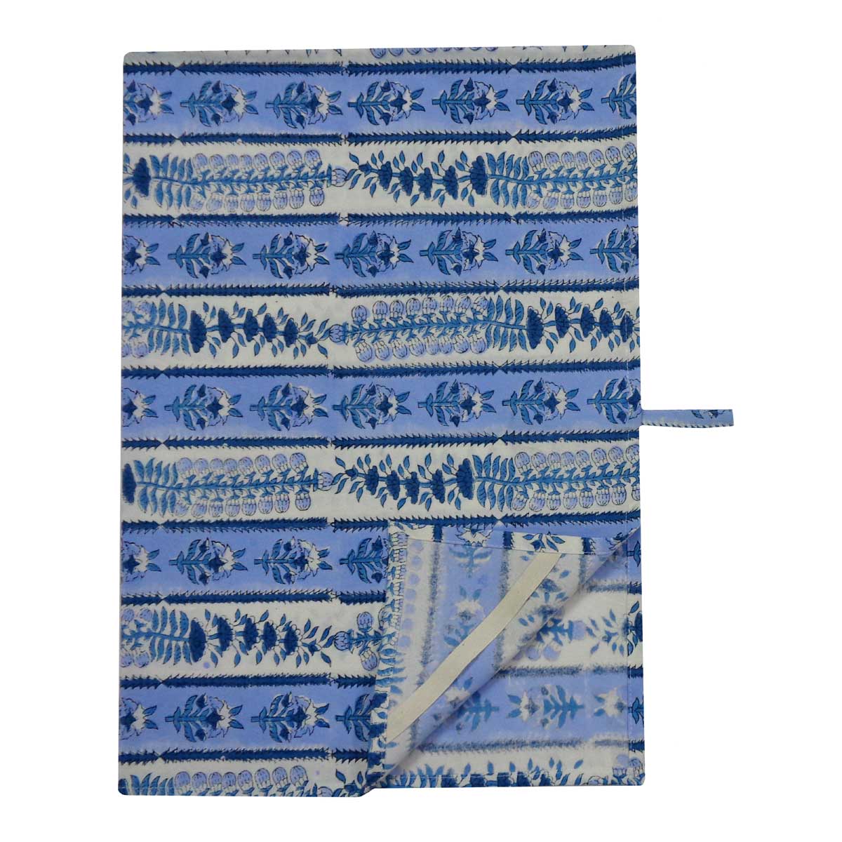 Hand Block Printed Cotton Kitchen Towels 50x70 cms Trellis Blue Booti 104113