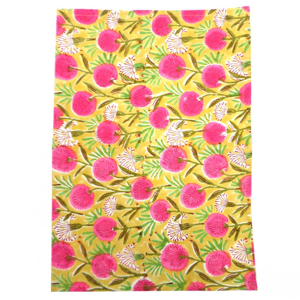 Hand Block Printed Cotton Kitchen Towels 50x70 cms Desert Blossom Pink Gud 104974