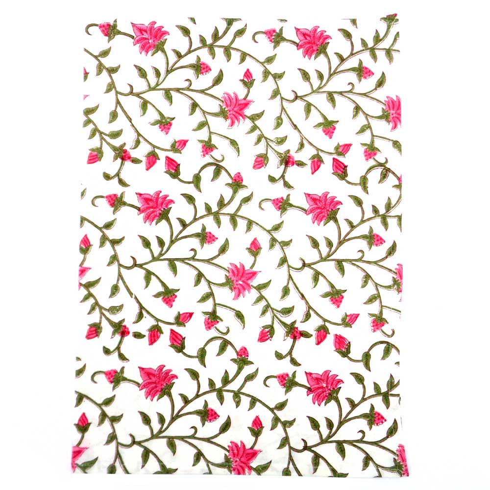 Hand Block Printed Cotton Kitchen Towels 50x70 cms Floral Bale Pink 103562
