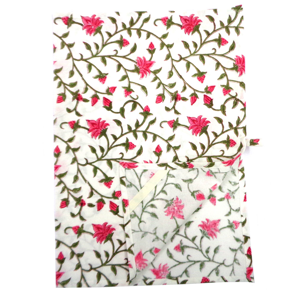 Hand Block Printed Cotton Kitchen Towels 50x70 cms Floral Bale Pink 104980