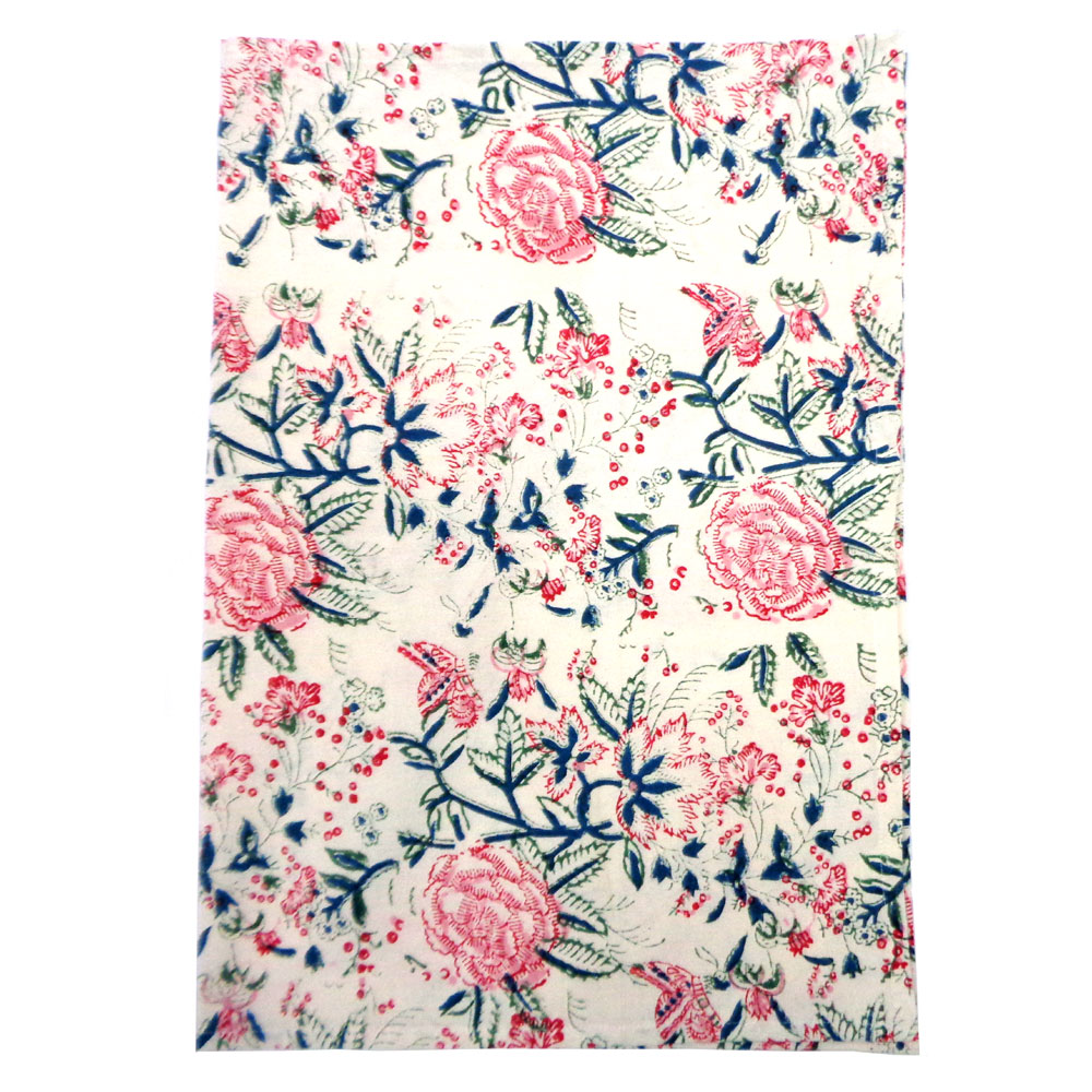 Hand Block Printed Cotton Kitchen Towels 50x70 cms Naya Gulab Open 104987