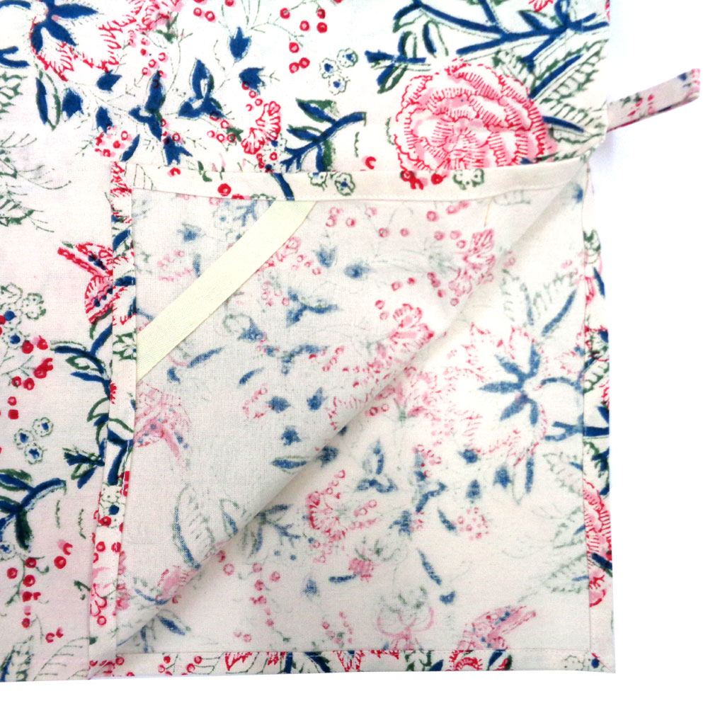 Hand Block Printed Cotton Kitchen Towels 50x70 cms Naya Gulab Open 104987