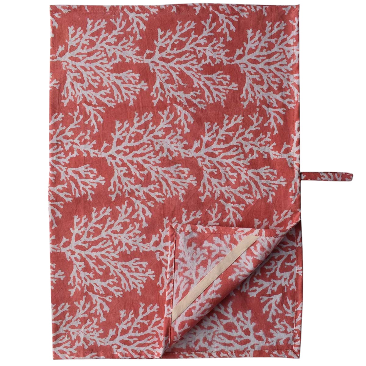 Hand Block Printed Cotton Kitchen Towels 50x70 cms  Coral Jaipur Pink 202528