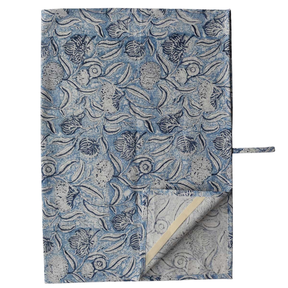 Hand Block Printed Cotton Kitchen Towels 50x70 cms Meadow Song Blue 202513