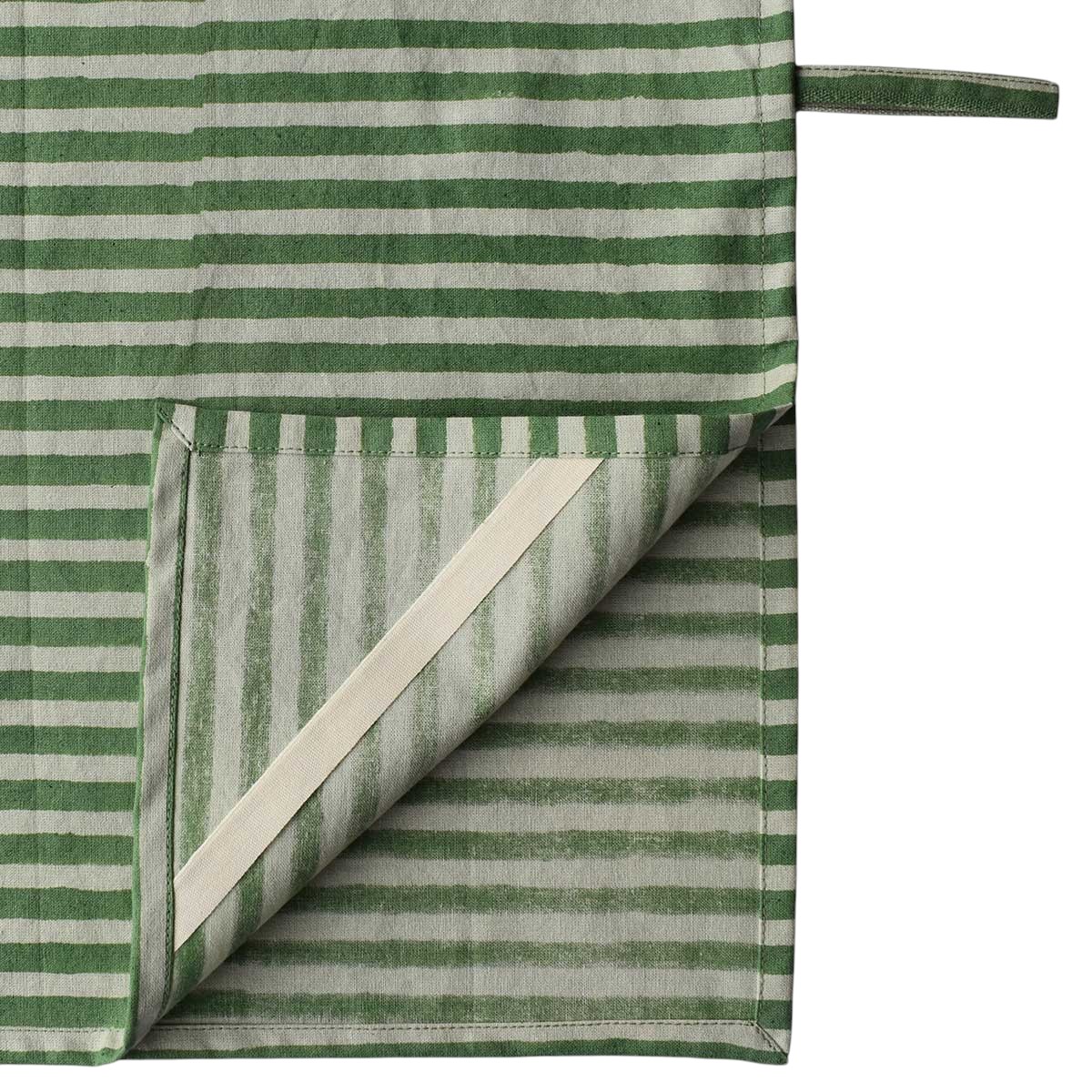 Hand Block Printed Cotton Kitchen Towels 50x70 cms Stripe Green Olive 202529