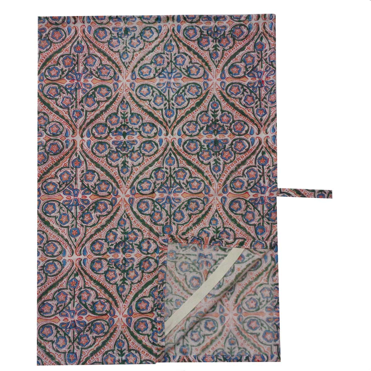 Hand Block Printed Cotton Kitchen Towels 50x70 cms Phool Chokri Coral Pink 104394