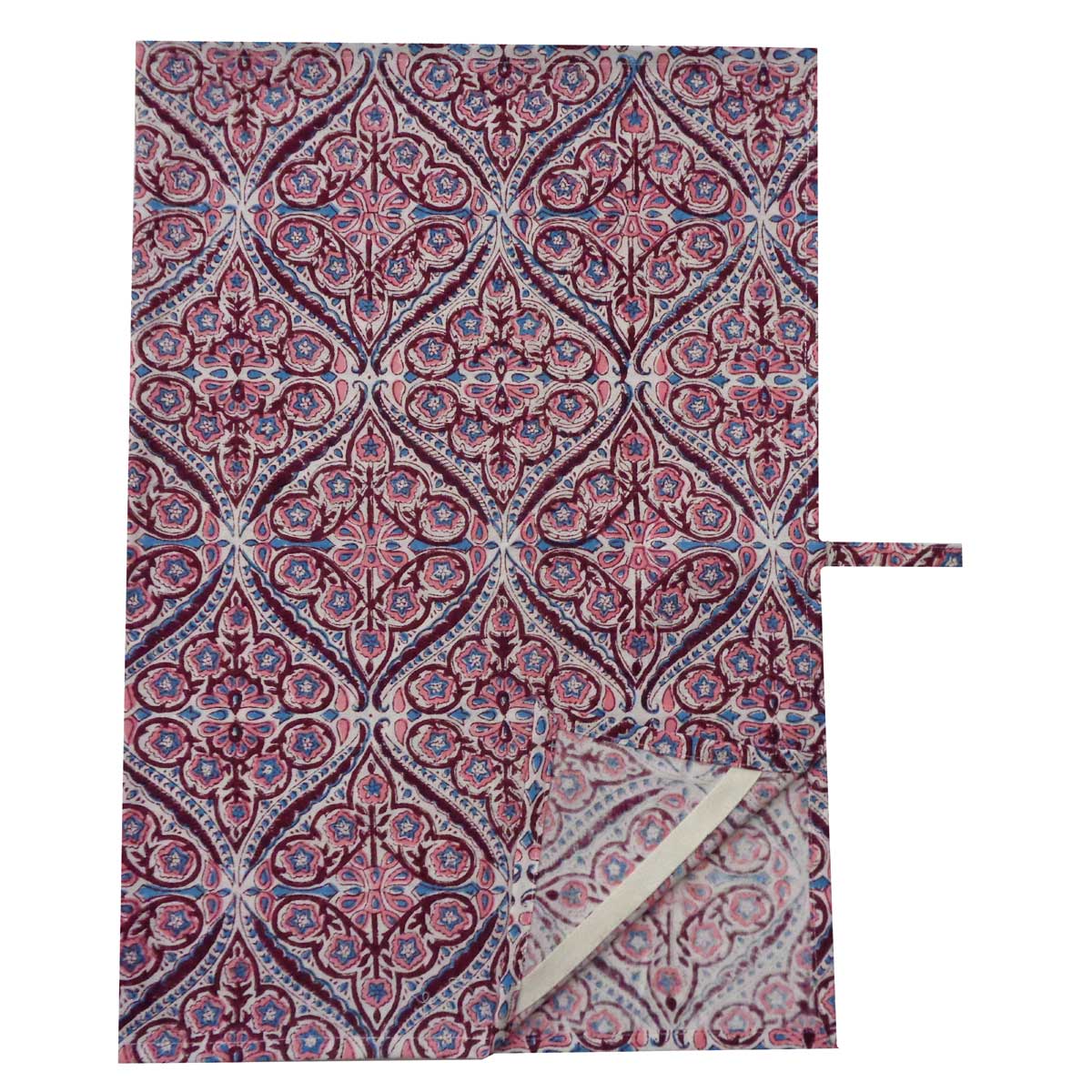 Hand Block Printed Cotton Kitchen Towels 50x70 cms Phool Chokri Grape Wine 104392