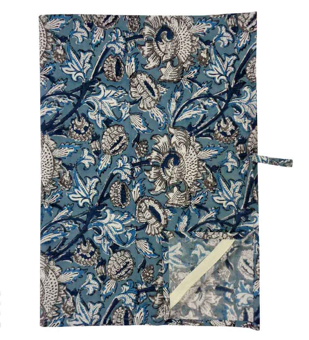 Hand Block Printed Cotton Kitchen Towels 50x70 cms Amarnath Grey Gud 108994