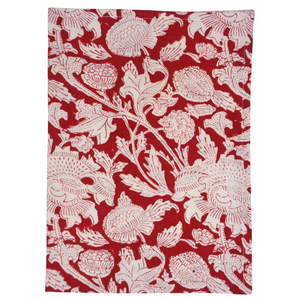 Hand Block Printed Cotton Kitchen Towels 50x70 cms Amarnath Rococco Red 200196